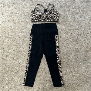 Zyia Leopard Print Black Women's Athletic Set size 4